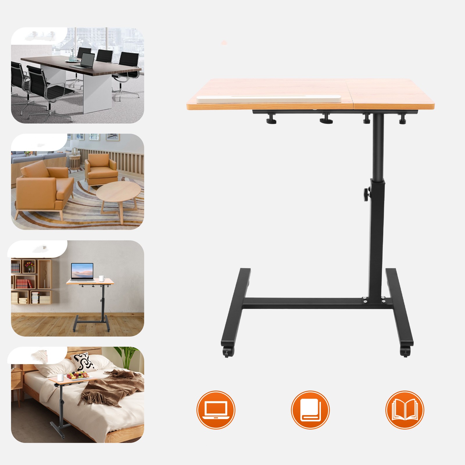 Desk Setup With Laptop - Mobile Laptop Table Adjustable 360° Rotation