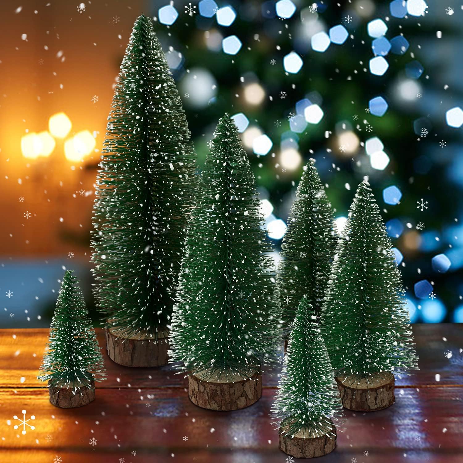Desk Setup Green - Mini Christmas Tree Bottle Brush Tree