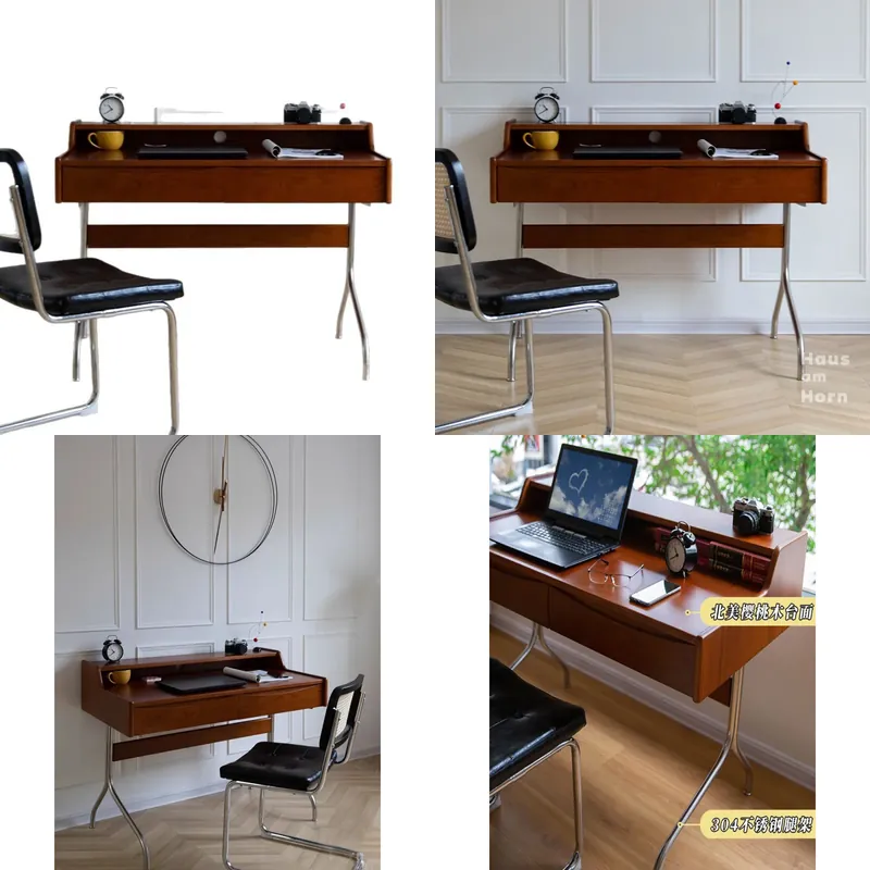 Desk Setup For Studying - Retro Solid Wood Desk Compact Writing