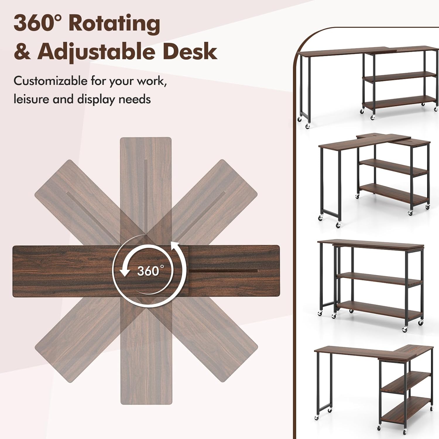 360° Rotating Side Table with  - огляд і ціна Desk Setup With Laptop