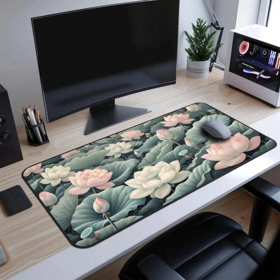 Large Lotus Flower Desk Mat No - огляд і ціна Desk Setup Inspiration