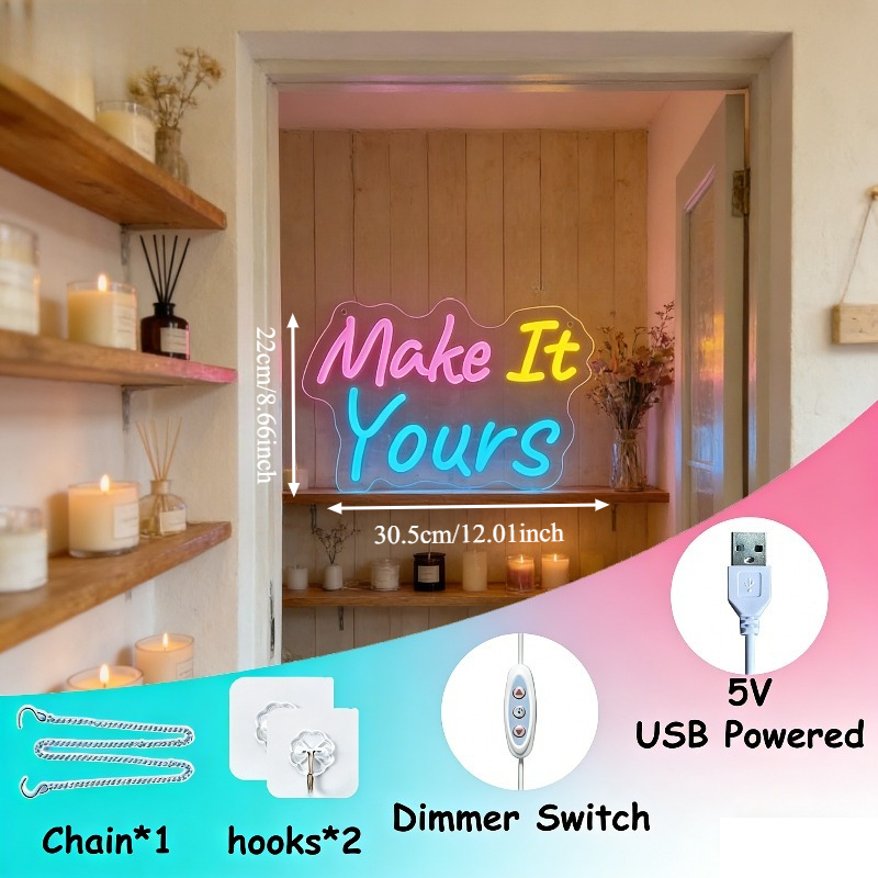 Make It Yours Neon Sign LED US - огляд і ціна Desk Setup Inspiration